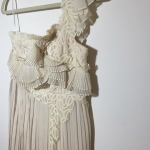 Cream / off white pleated and lace dress