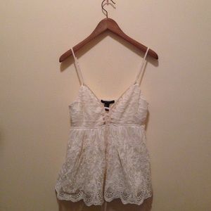 Babydoll lace/knit cami in cream