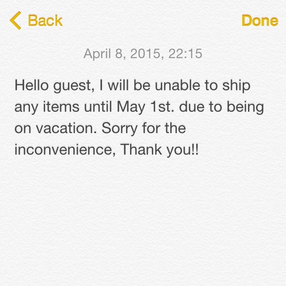 Unable to ship until May 1st.