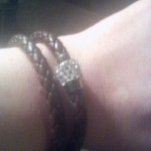 Brown double wrap braided bracelet