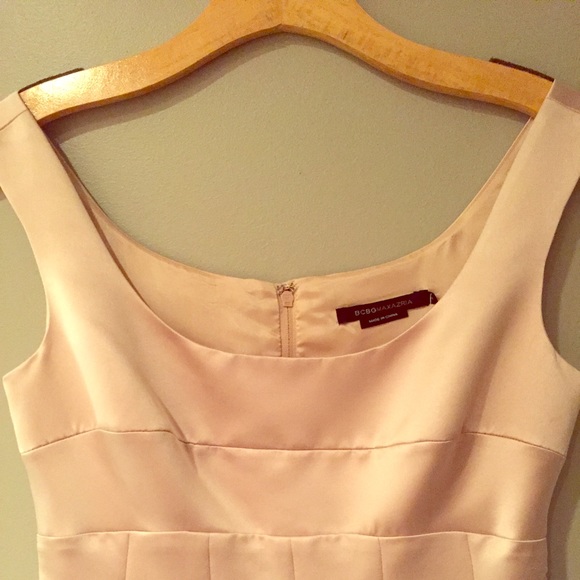 BCBG Champagne tea length dress w/tulle underskirt