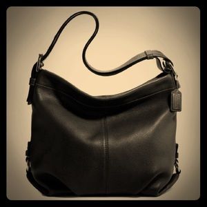 Authentic Coach Black Pebbled Leather Duffle