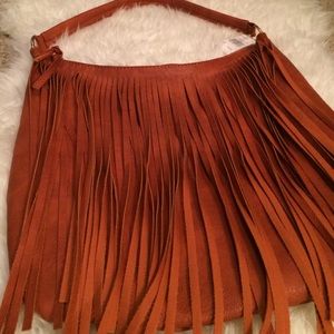 Cognac Fringe Purse