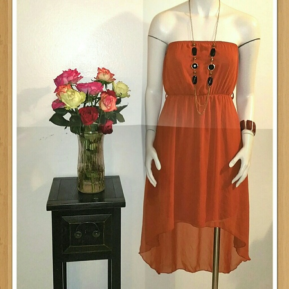 yapes Dresses & Skirts - SOLD....Orange High Low Dress