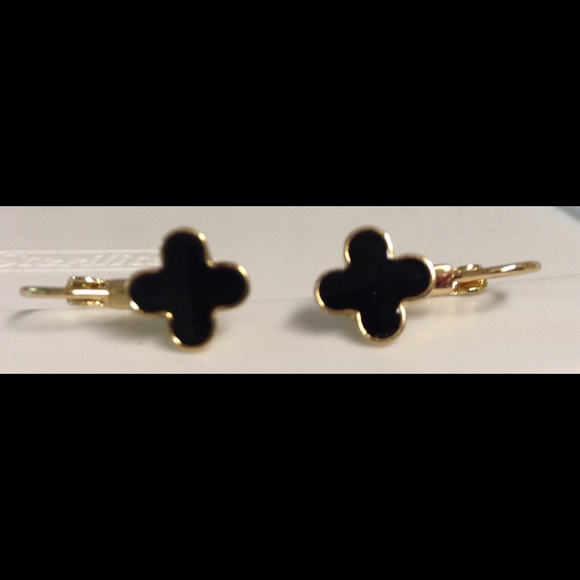 Earrings Hoops Black Gold👠 - Picture 2 of 2