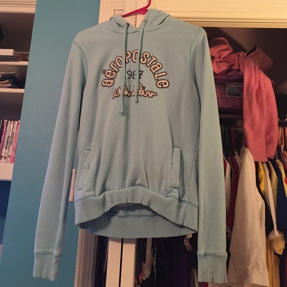 A light blue hoodie