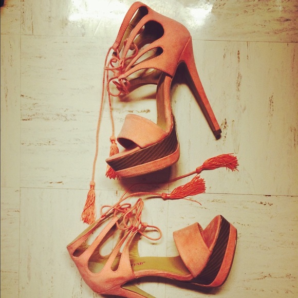 Light coral tassel JustFab high heels. Worn once.