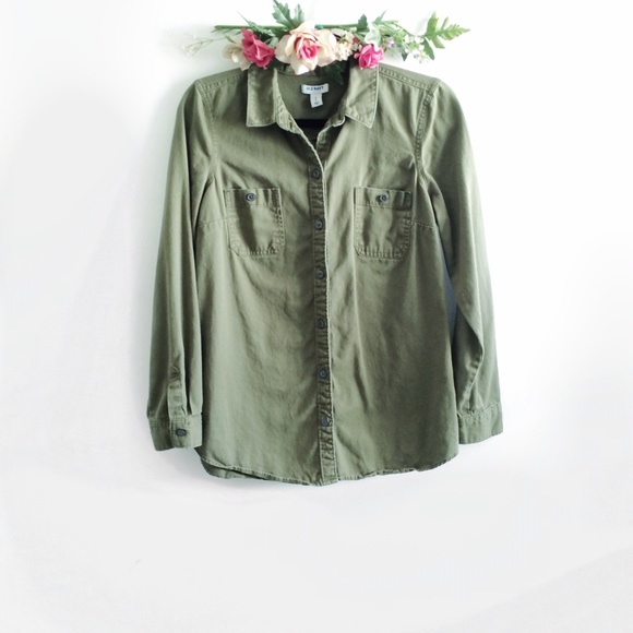 Old Navy Tops - [28] Old Navy Military Green Button Up Shirt