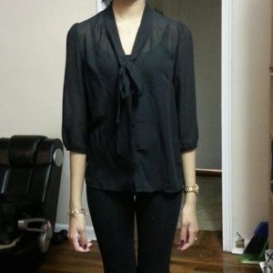 F21 tie neck blouse