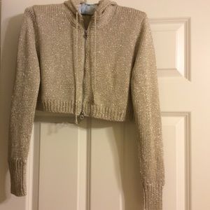 Gold metallic crop sweater