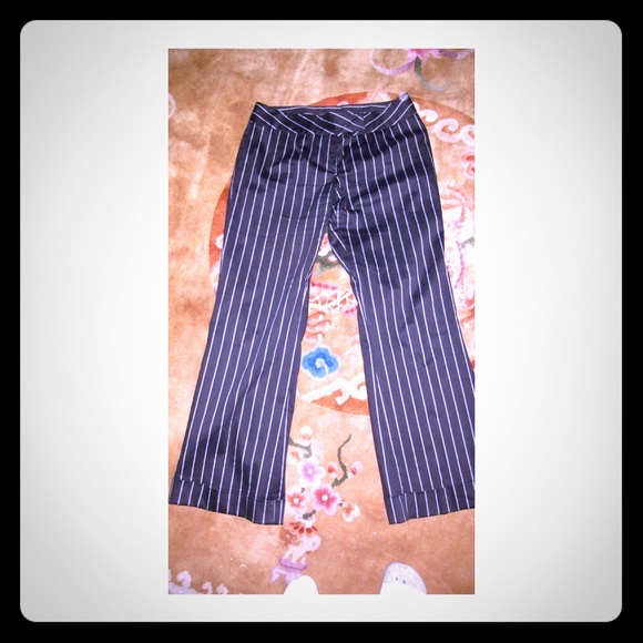 Black pinstriped Dress Slacks boot-cut with cuffs