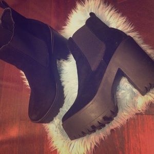 Black Platform Cleated Booties