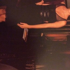 Bebe black evening dress with leader