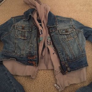 Half Jean jacket with sweater