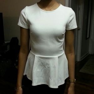 Forever 21 White cotton peplum shirt