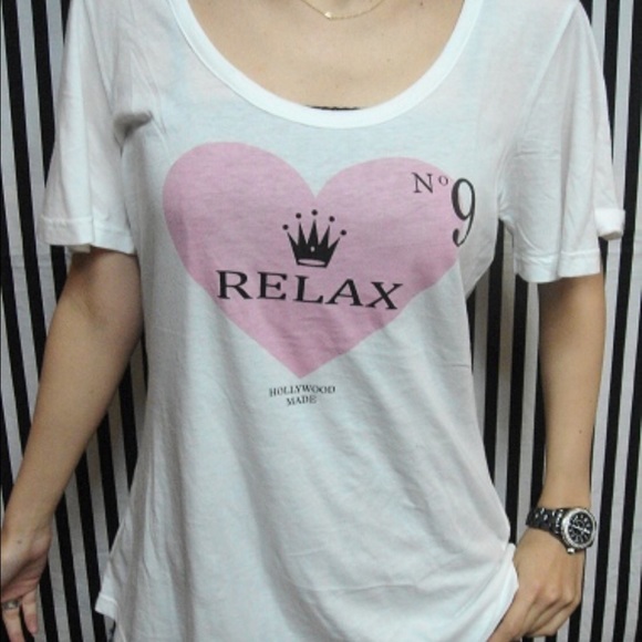 Hollywood made relax heart Tshirt / white - Picture 1 of 2
