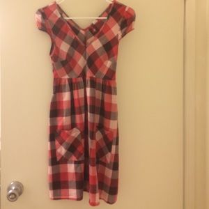 Red plaid summer dress