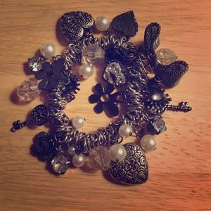 Chunky Silver Tone Charm Bracelet