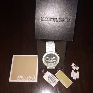 Authentic Michael Kors white runway watch