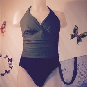 Land's End halter top swimsuit.