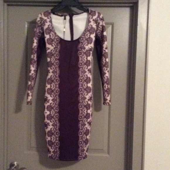 Kardashian Kollection Bodycon Lace Print Dress