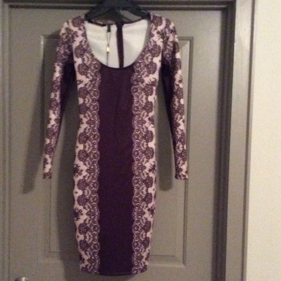 Kardashian Kollection Bodycon Lace Print Dress