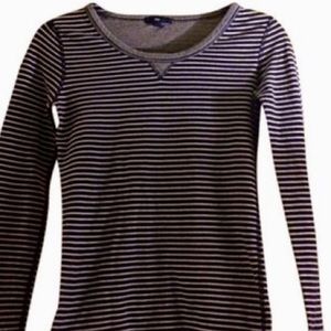 GAP Long-Sleeve Crew | Navy & White Stripe | XS