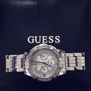 Authentic Guess Watch - Silver with Diamonds