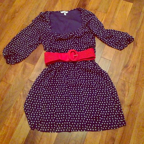 Navy blue polka dotted dress!