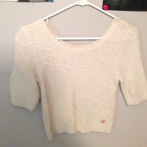 Kendall & Kylie White Fluffy Crop Top