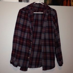Brandy Melville oversized dark red & grey flannel