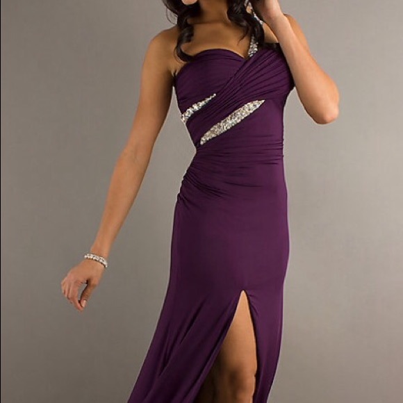 One Shoulder Purple Prom Dress