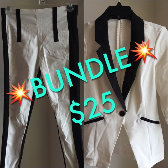 White/Black Blazer with White/Black Stretch Pant