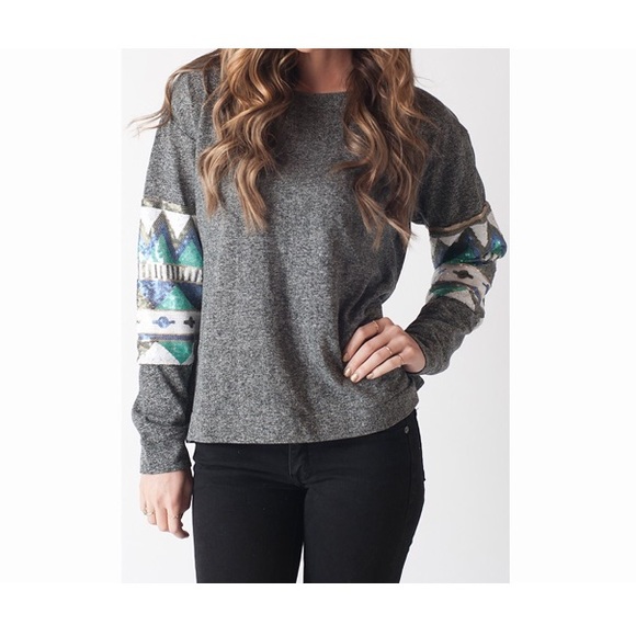 Tops - Charcoal Sequin Sweatshirt