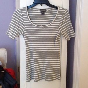 Banana republic grey and white strip shirt