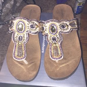 Cloud walkers wedge sandal in champagne