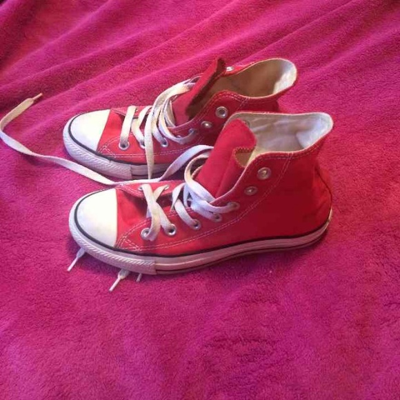 High top red and white converses