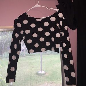 black and white polka dot crop top