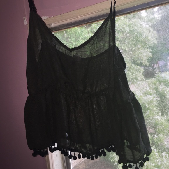 super cute see through black top