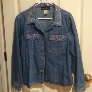 Denim and rhinestone jacket / blazer. Size XL