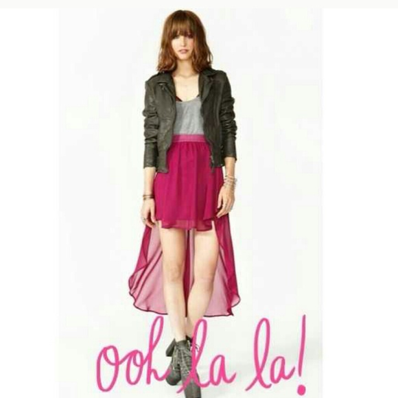 EUC Nasty Gal Chiffon Magenta High Low Maxi Skirt