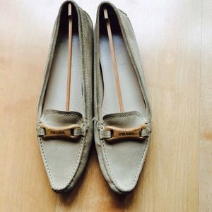 Prada khaki loafers sz 38 wBox & Dustbag