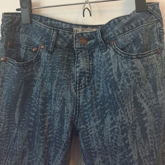 Free People Blue Designed Jeans