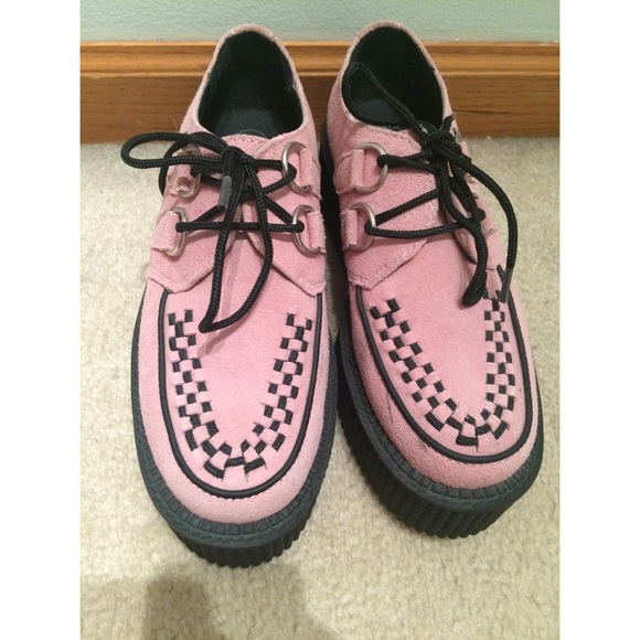 TUK brand pink suede mondo creepers