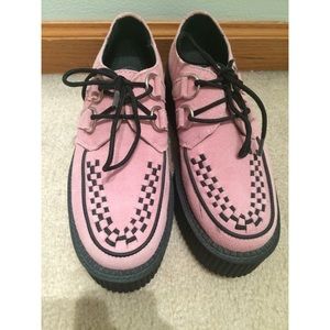 TUK brand pink suede mondo creepers