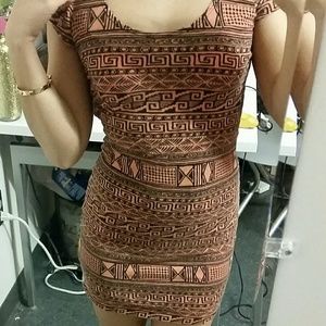 Black & Salmon tribal bodycon dress 60% OFF