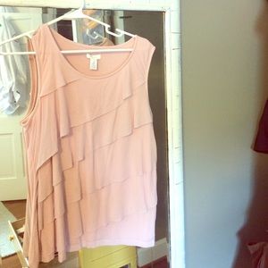 Pink ruffle sleeveless top