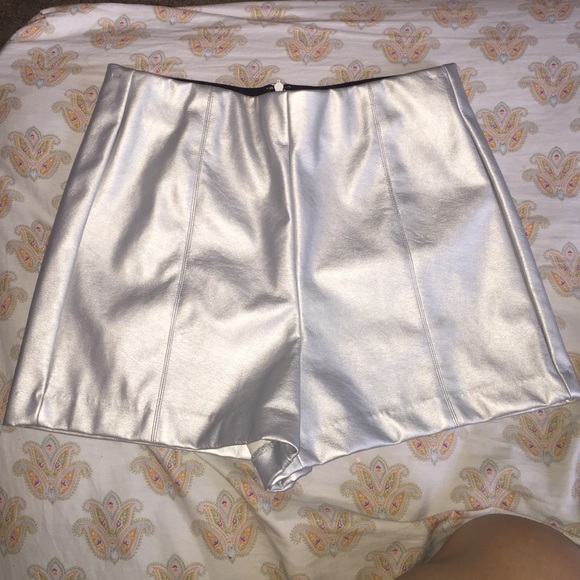 silver for leather high waisted shorts