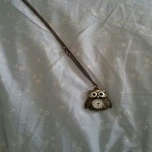 Owl clock necklace