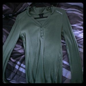 Green Calvin Klein shirt with hood